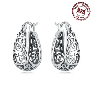 ZIVE 925 Sterling Silver Vine Hoop Earrings
